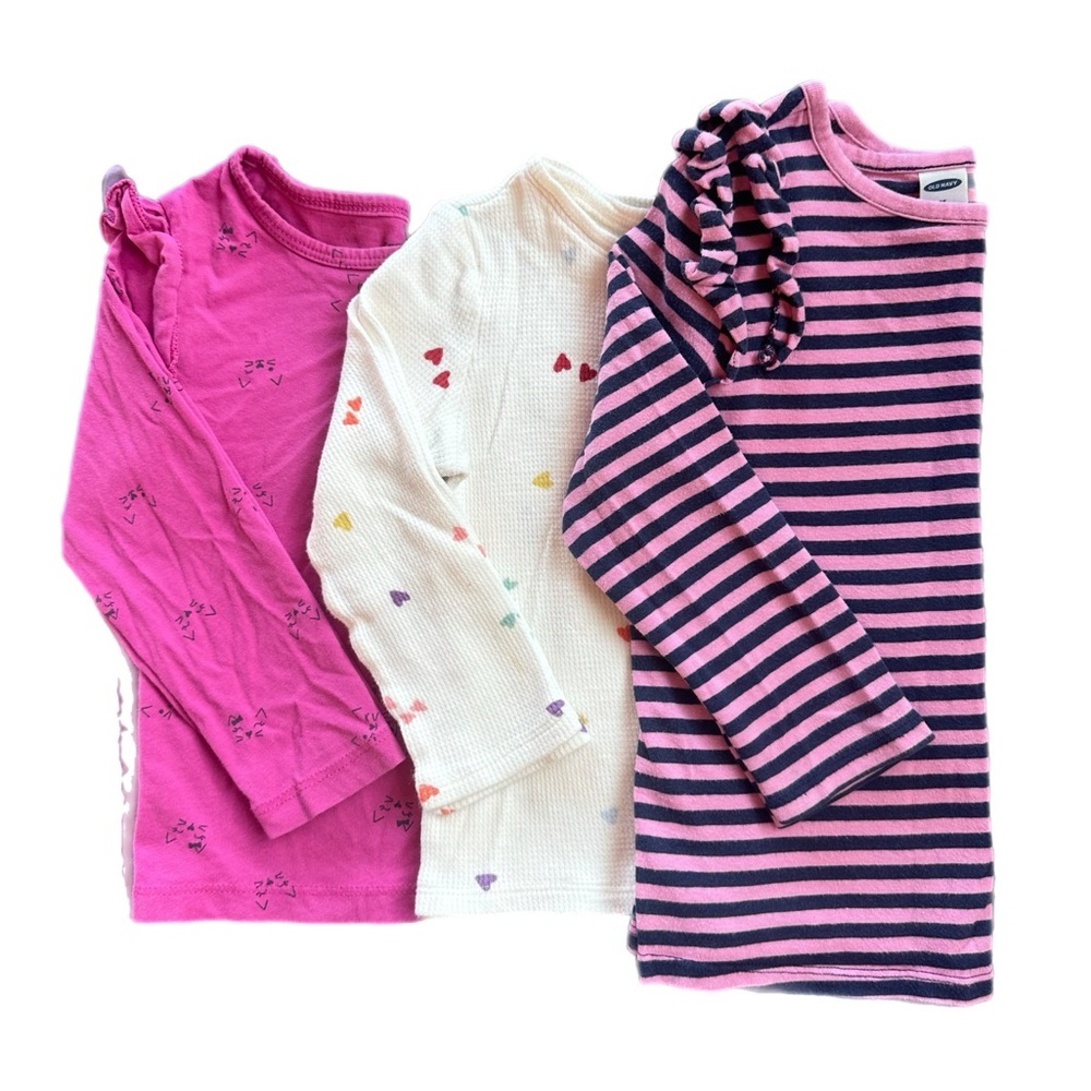 Old Navy Girls Long Sleeve Cotton Tee Shirt Bundle 3T